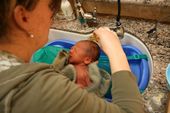 Nolan's first bath